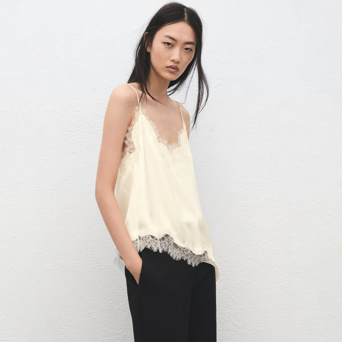 MANGO - Top Lencero asimétrico Mujer Sin mangas Mango