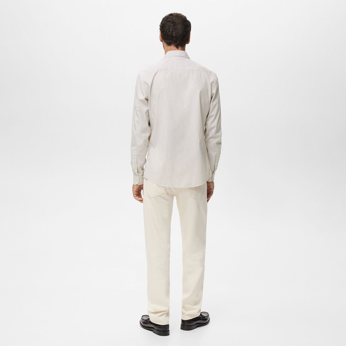 MANGO - Camisa Hombre de Rayas Manga larga de Algodón Mango