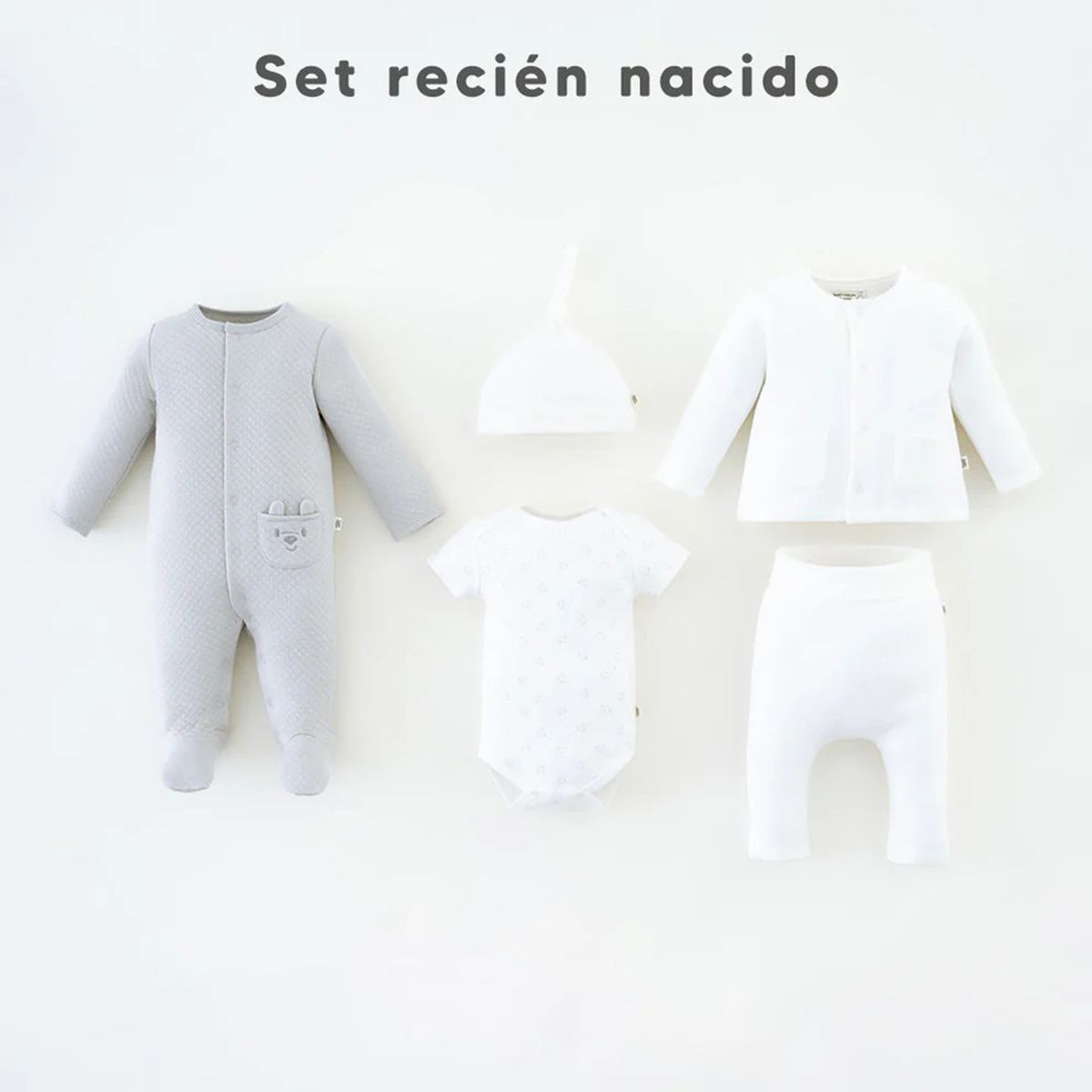 BABY FRESH - Conjunto Pijama enteriza + Pantalón + Saco + Body manga corta + Gorro para bebé niño de Algodón Baby Fresh