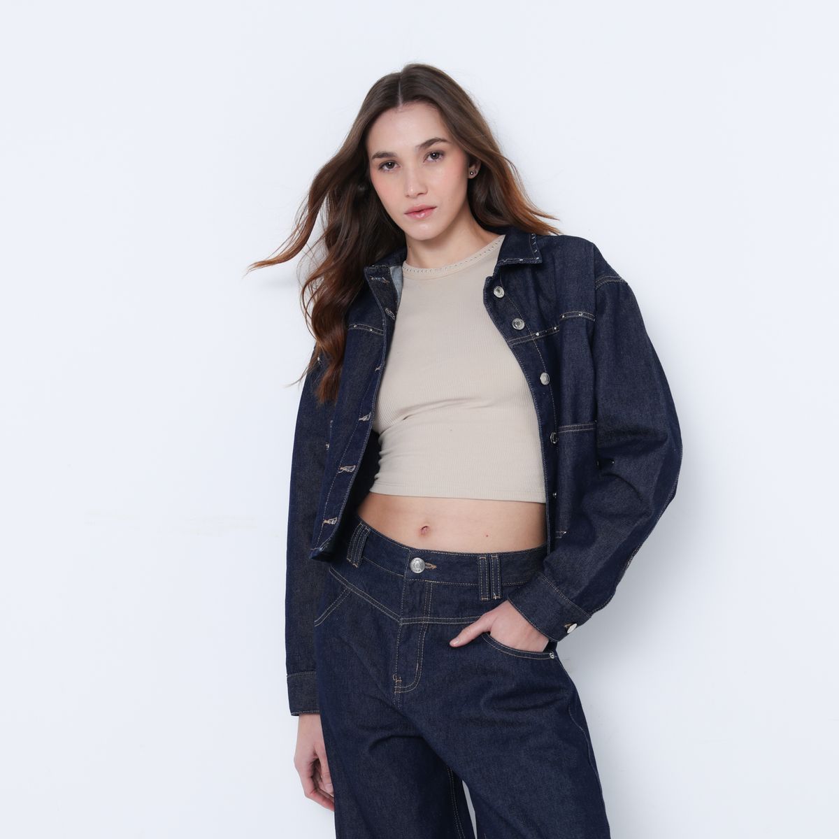 SYBILLA - Camisa de Jean Mujer Manga larga de Algodón Sybilla