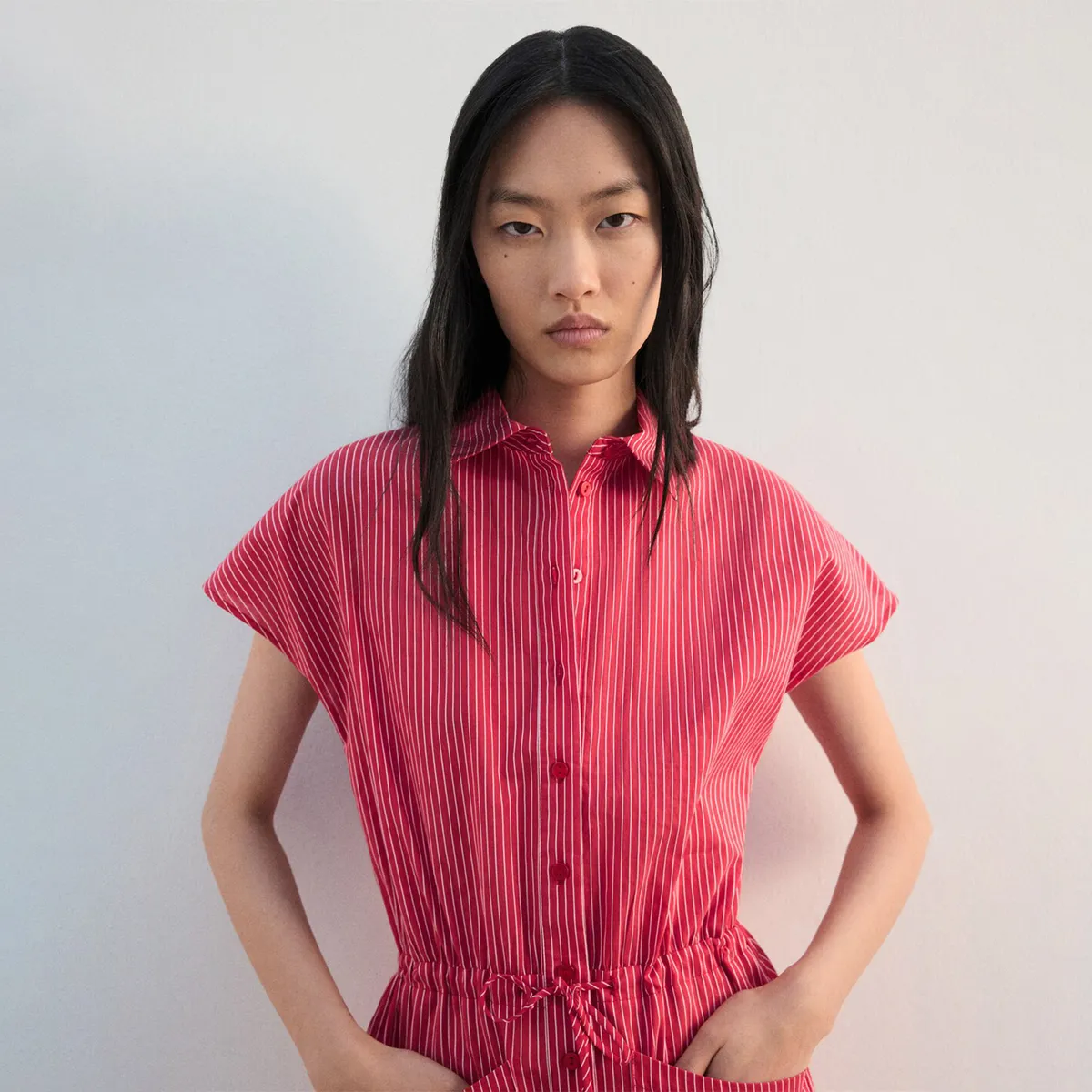 MANGO - Vestido Mujer Corto Casual de Rayas Mango