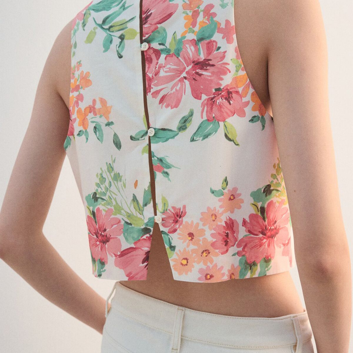MANGO - Top Mujer con Estampado Sin mangas Mango