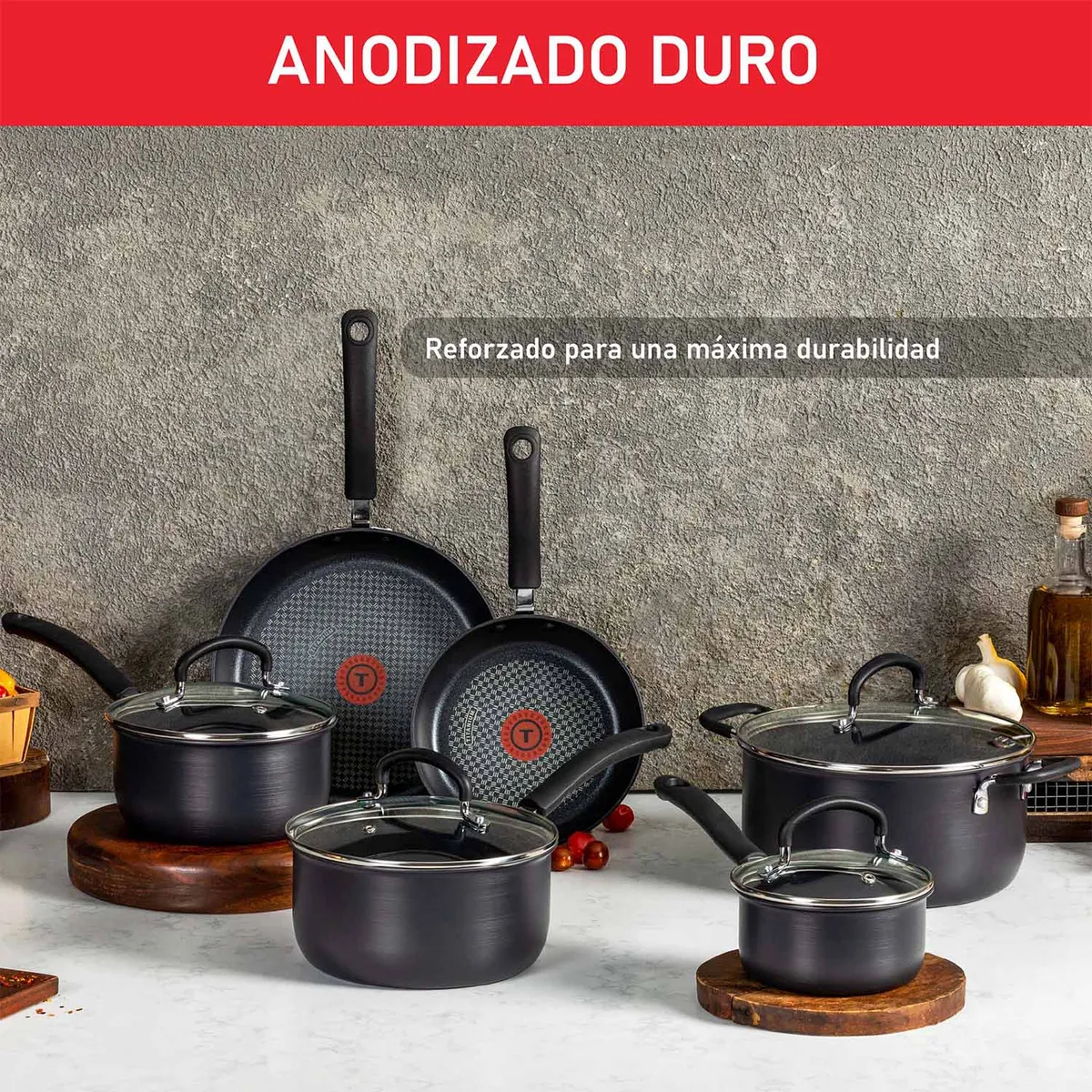 T-FAL - Juego de ollas Tefal: Ultimate Aluminio 12 piezas