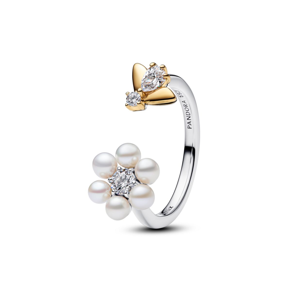 PANDORA -  Anillo abeja bridgerton flor Pandora Dos tonos