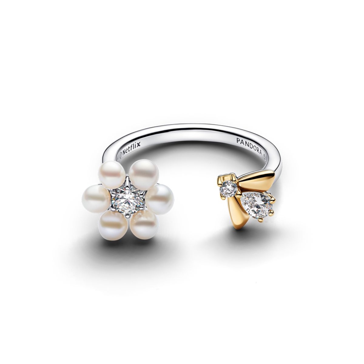 PANDORA -  Anillo abeja bridgerton flor Pandora Dos tonos
