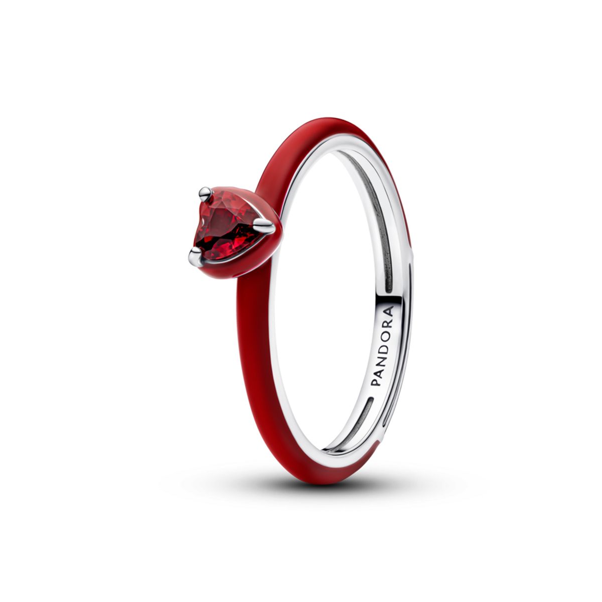 PANDORA -  Anillo corazón chakra rojo Pandora Plata Esterlina