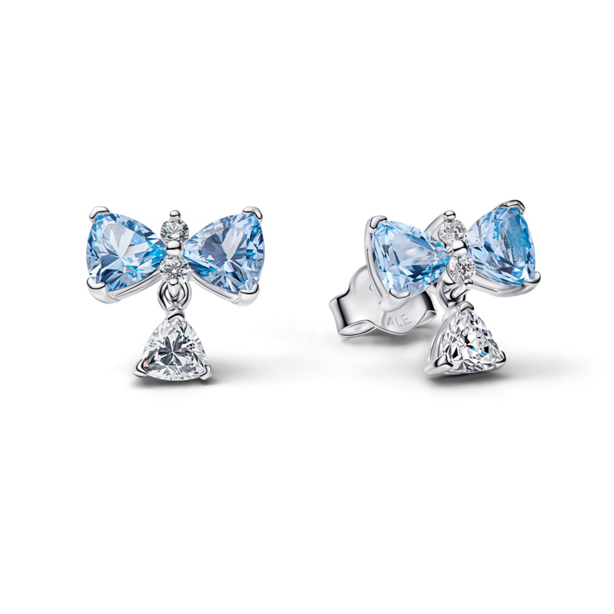 PANDORA - Aretes botón moño azul bridgerton Pandora Plata Esterlina