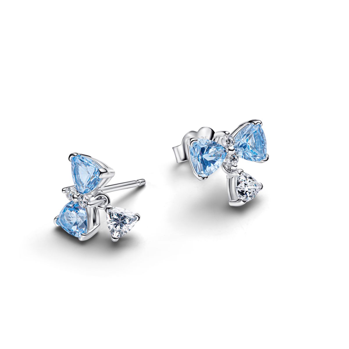 PANDORA - Aretes botón moño azul bridgerton Pandora Plata Esterlina