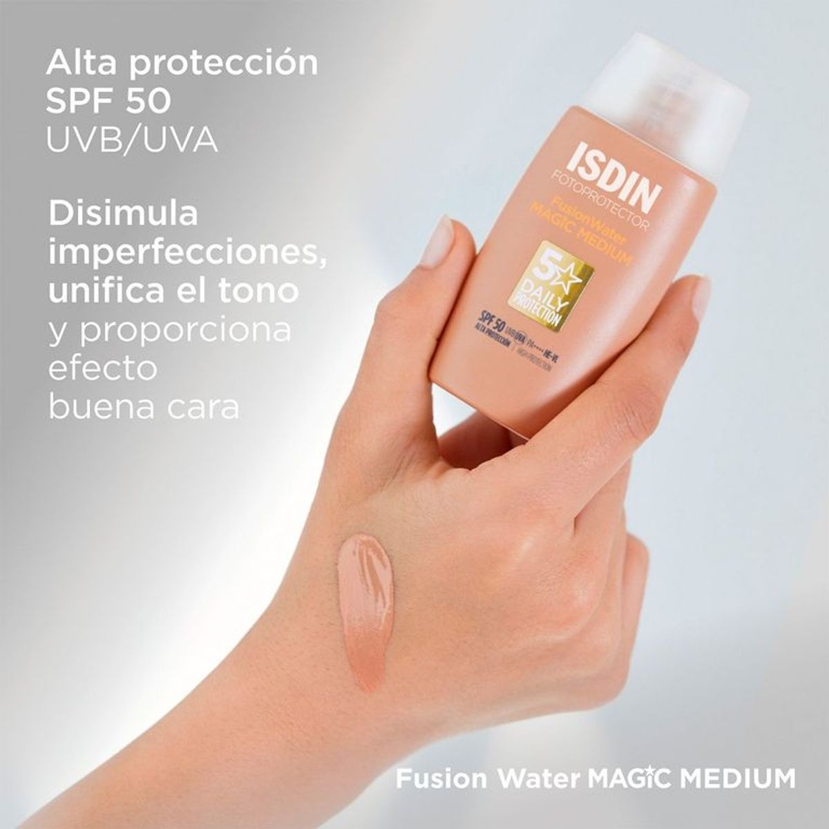 ISDIN - Fotoprotector Fwater Magic Color Medium Spf50 Isdin para Todo tipo de piel 50 ml