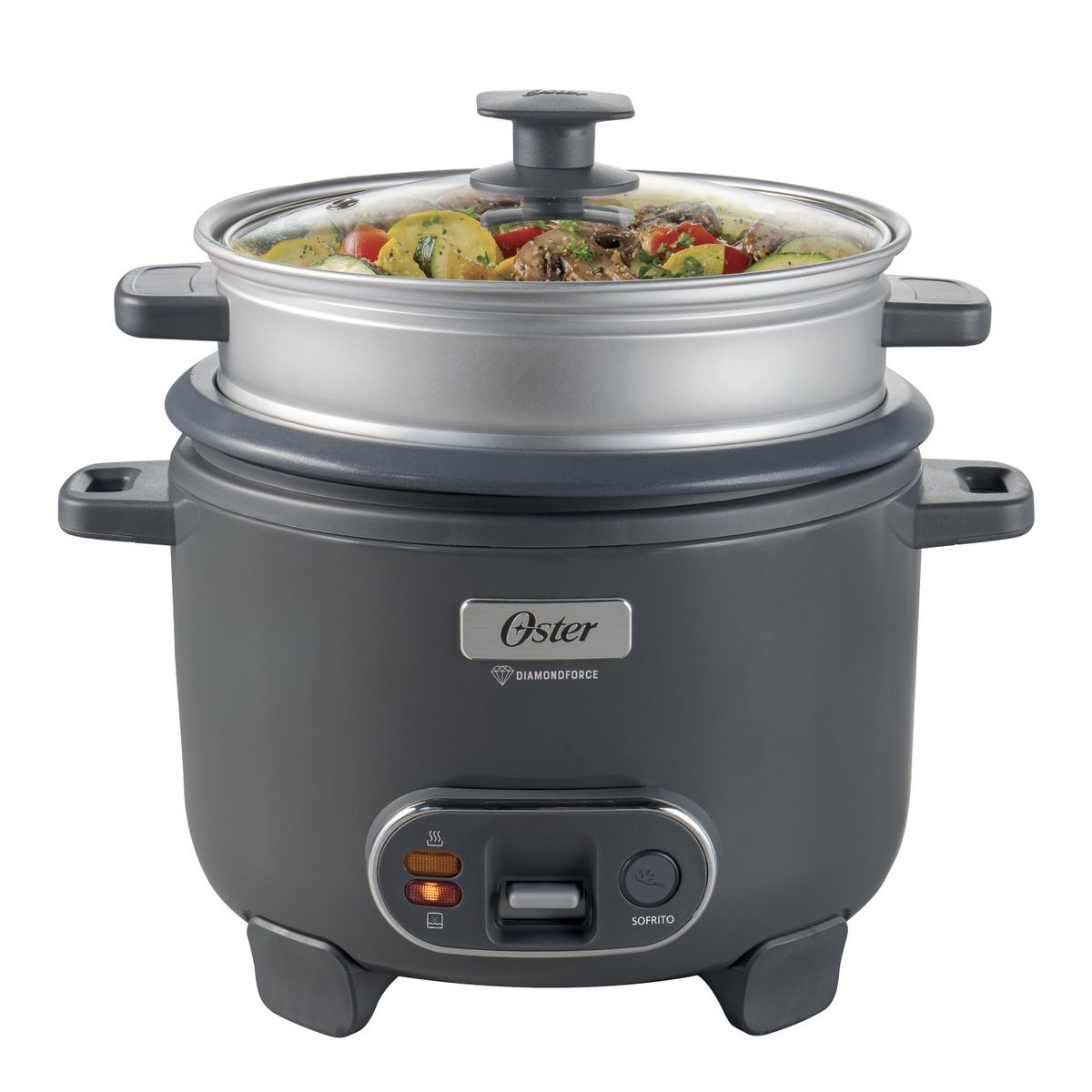 LG - Olla arrocera Oster  3 en 1, de 10 Tazas de Capacidad, con Función de Sofrito, Vaporera, Recubrimiento Antiadherente DiamondForce 1,8 lts