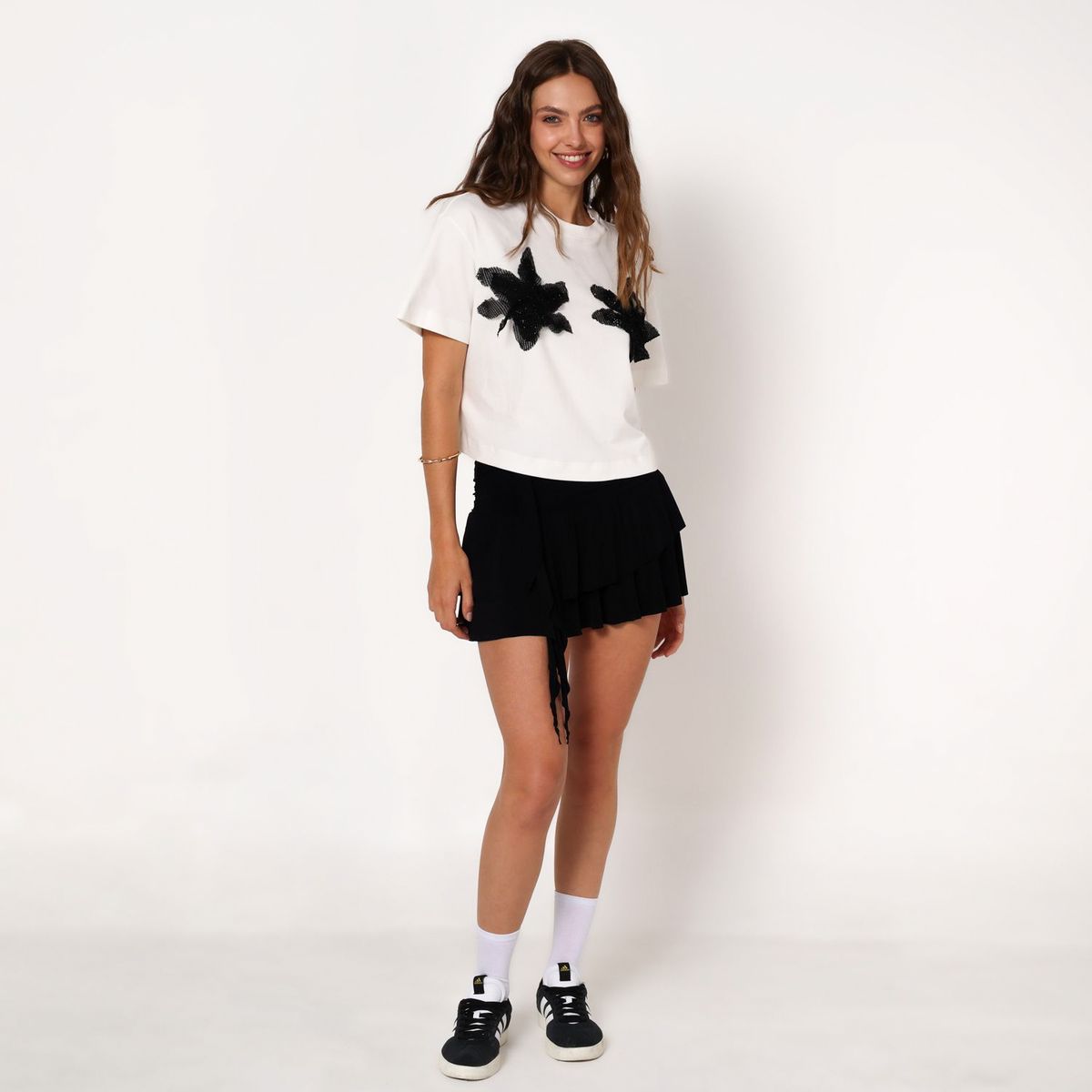 ARIA VEGA X FALABELLA - Top Mujer con Lentejuelas Manga corta de Algodón Aria Vega X Falabella  