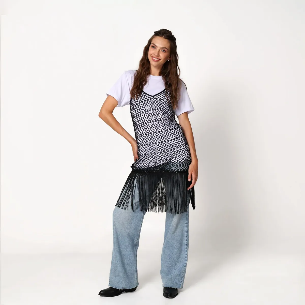 ARIA VEGA X FALABELLA - Vestido Mujer Corto Casual con Flecos Aria Vega X Falabella  