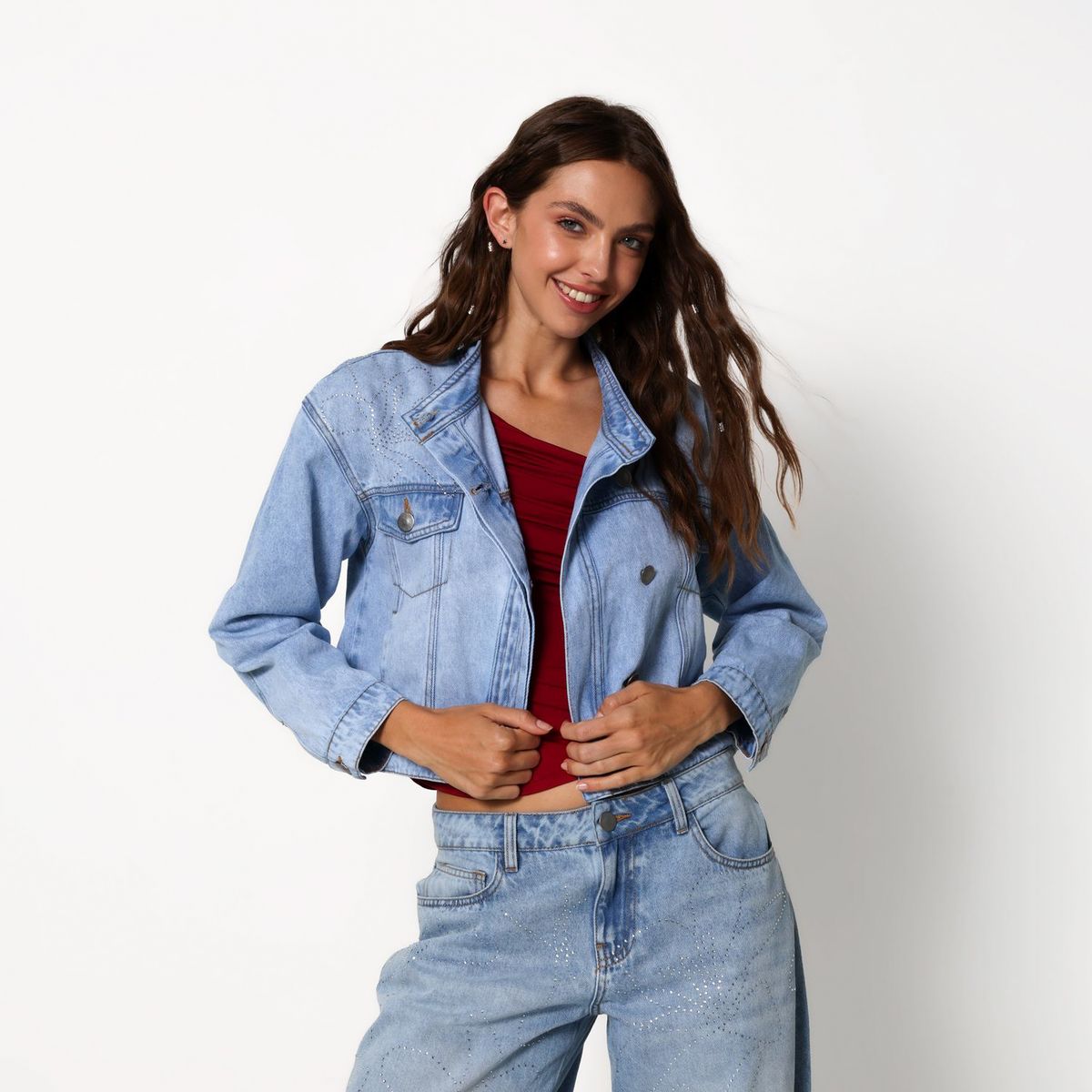 ARIA VEGA X FALABELLA - Chaqueta de Jean con Brillantes Aria Vega X Falabella