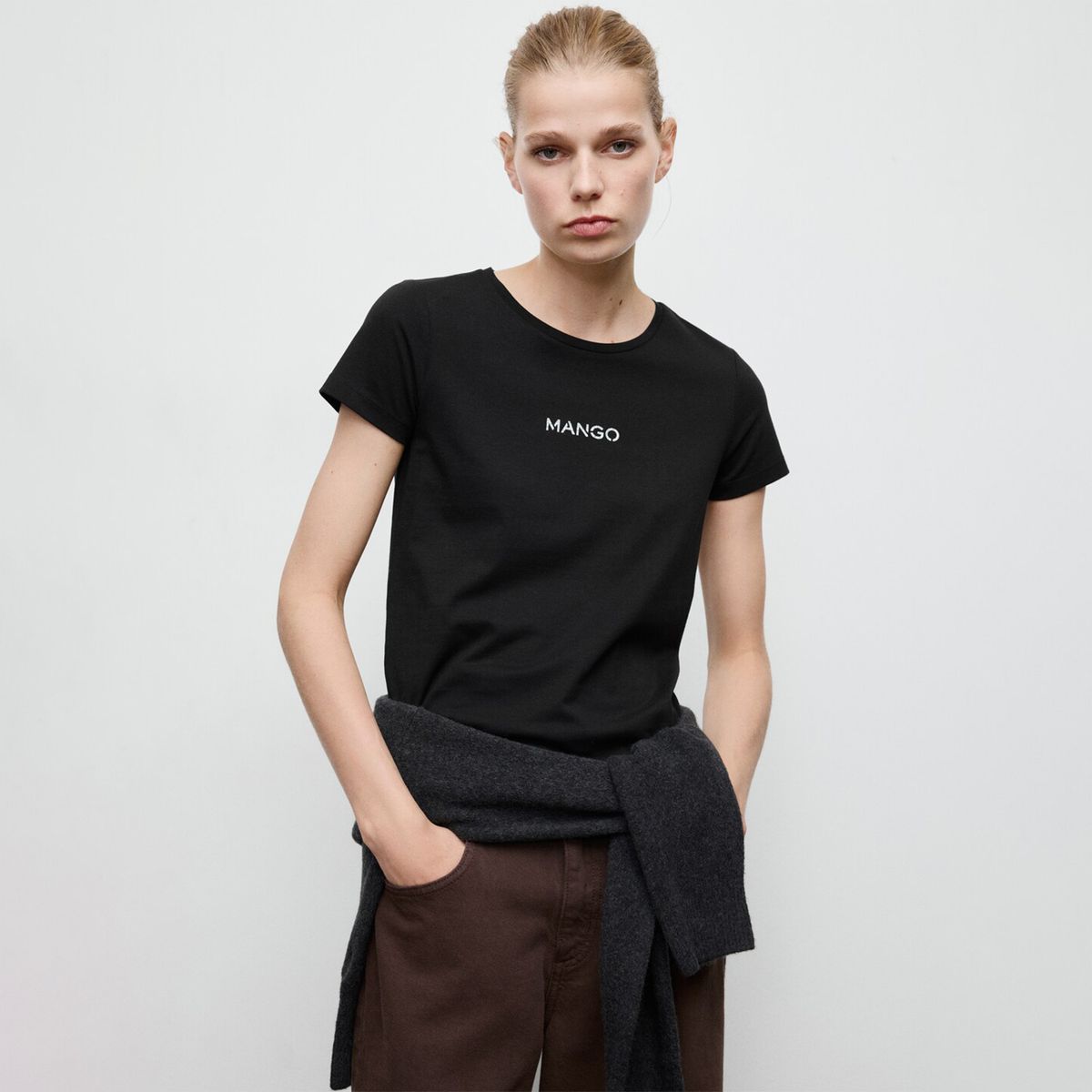 MANGO - Camiseta Mujer con Logo Manga corta Mango