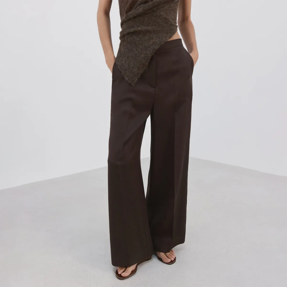 MANGO - Pantalón Recto Mujer Tiro alto Mango
