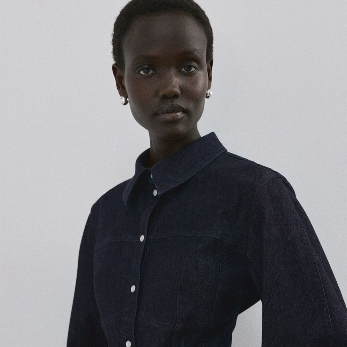 MANGO - Camisa Mujer De jean Manga larga Mango