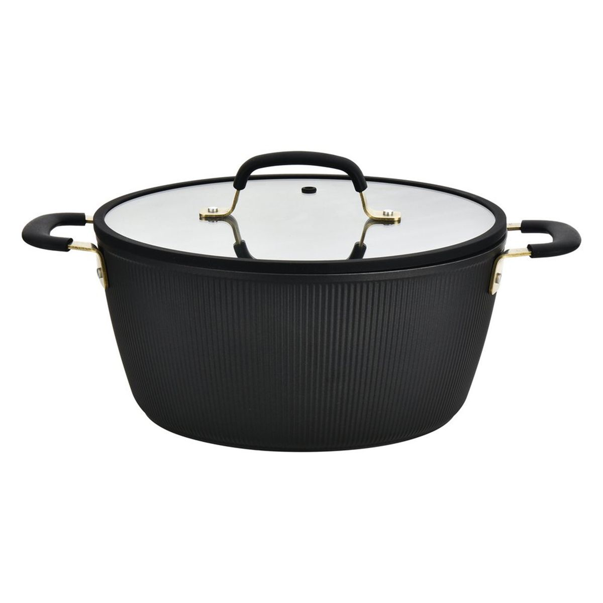 HAMILTON BEACH - Juego de ollas antiadherente Hamilton Beach: Black & Gold Aluminio 5 piezas
