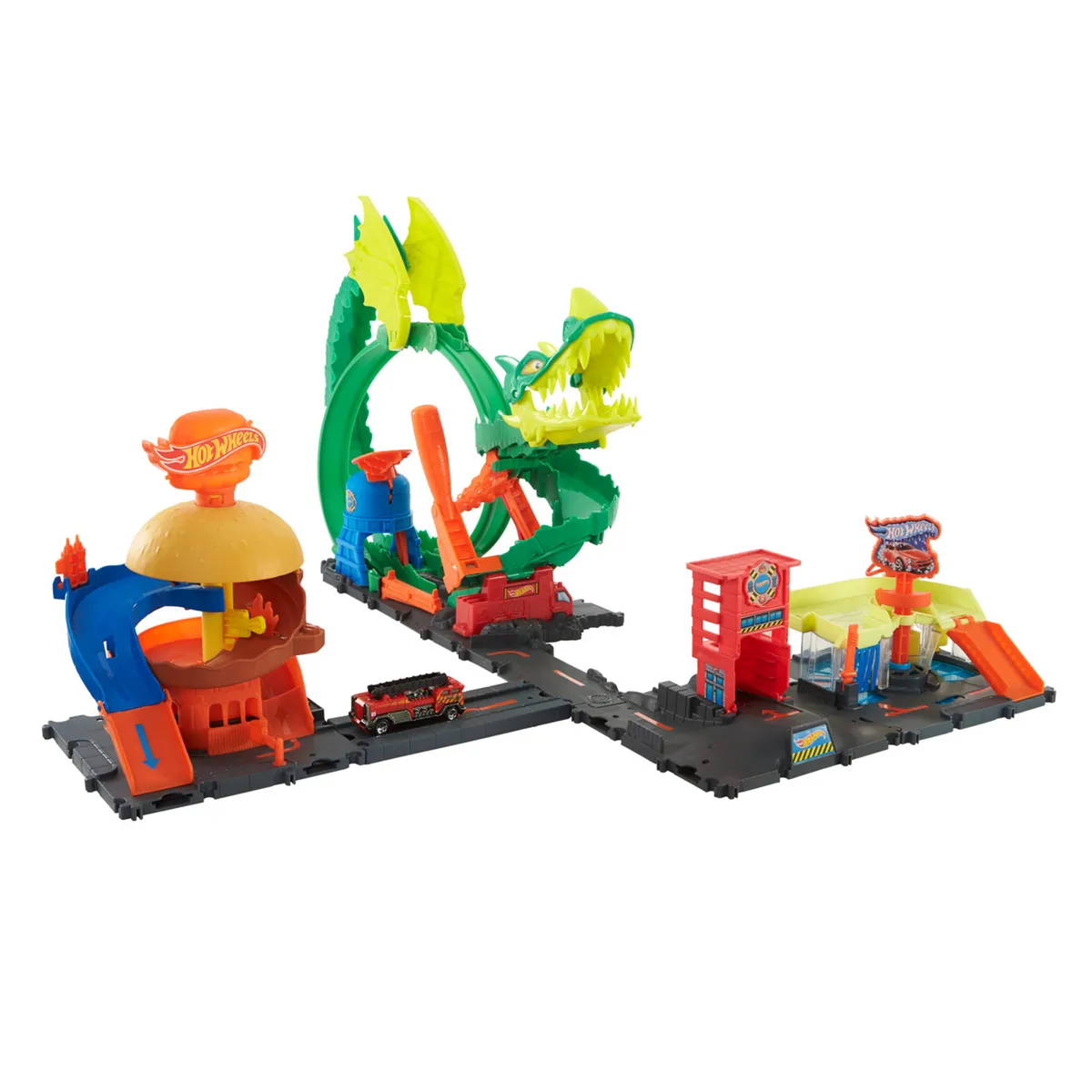 HOT WHEELS - Hot Wheels City Pista Downtown con Auto 1:64 4+