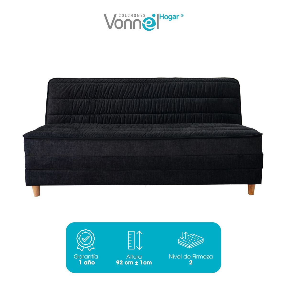 COLCHONES VONNEL - Sofá Cama Europeo 2 Puestos con Resorte Pocket