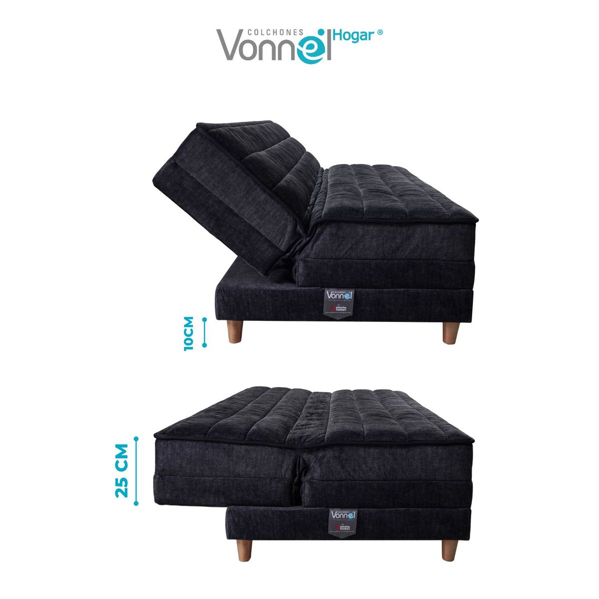 COLCHONES VONNEL - Sofá Cama Europeo 2 Puestos con Resorte Pocket