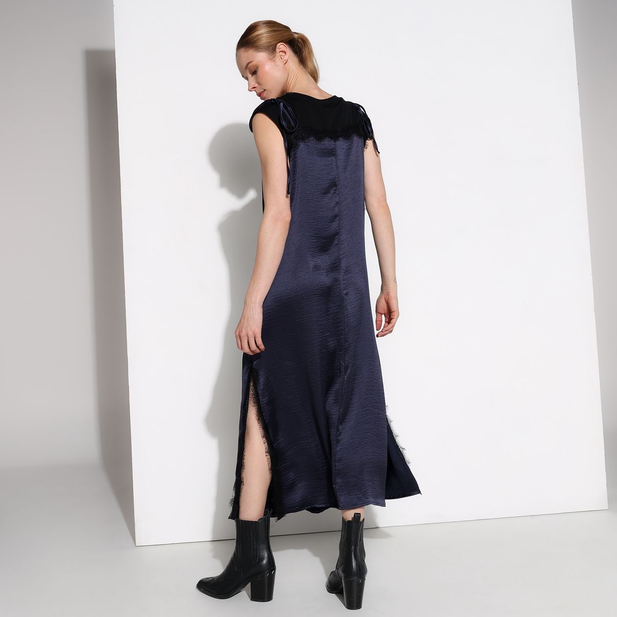 BASEMENT - Vestido Mujer Largo Casual con Encaje Basement