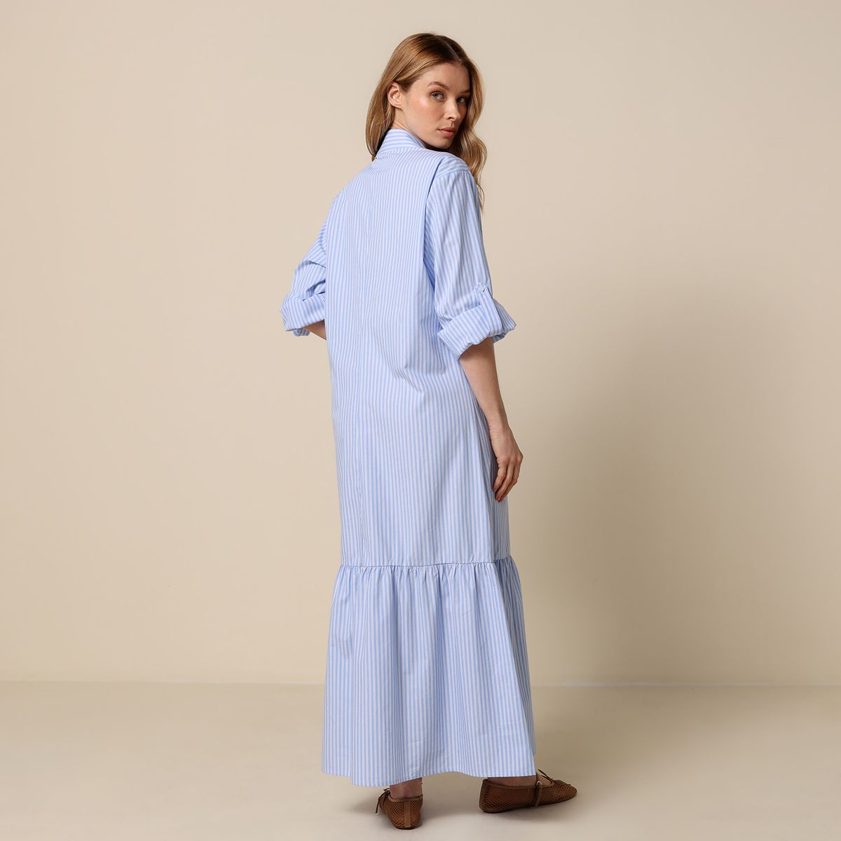 BASEMENT - Vestido Mujer Largo Casual con Taches Basement