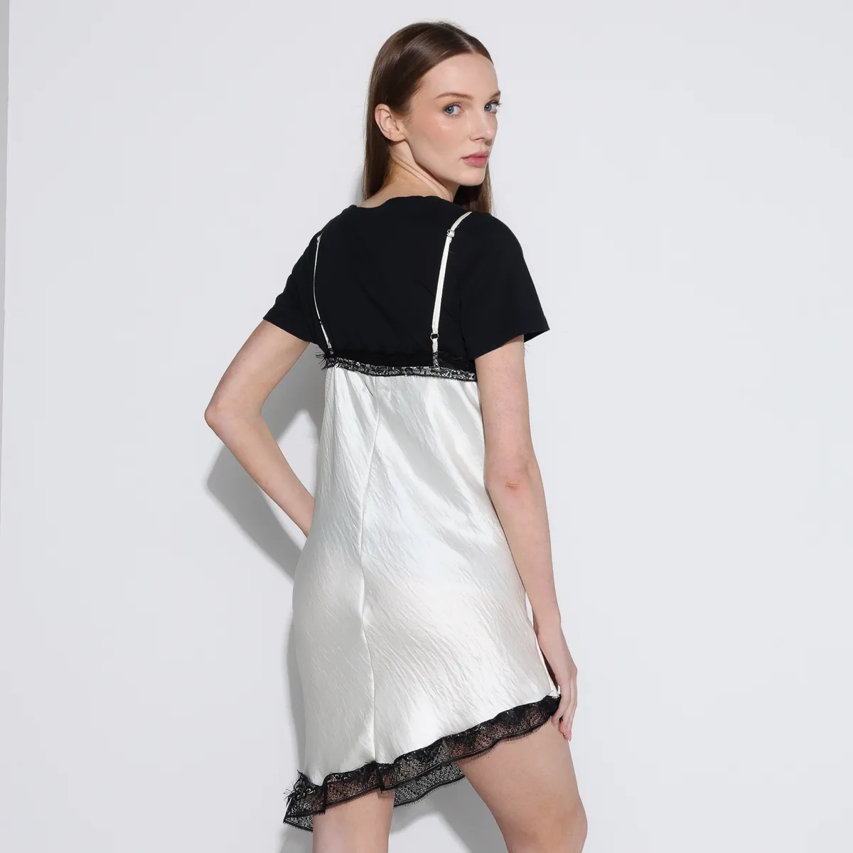 BASEMENT - Vestido Mujer Largo Casual con Encaje Basement