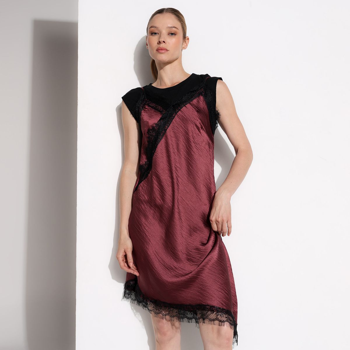 BASEMENT - Vestido Mujer Largo Casual con Encaje Basement