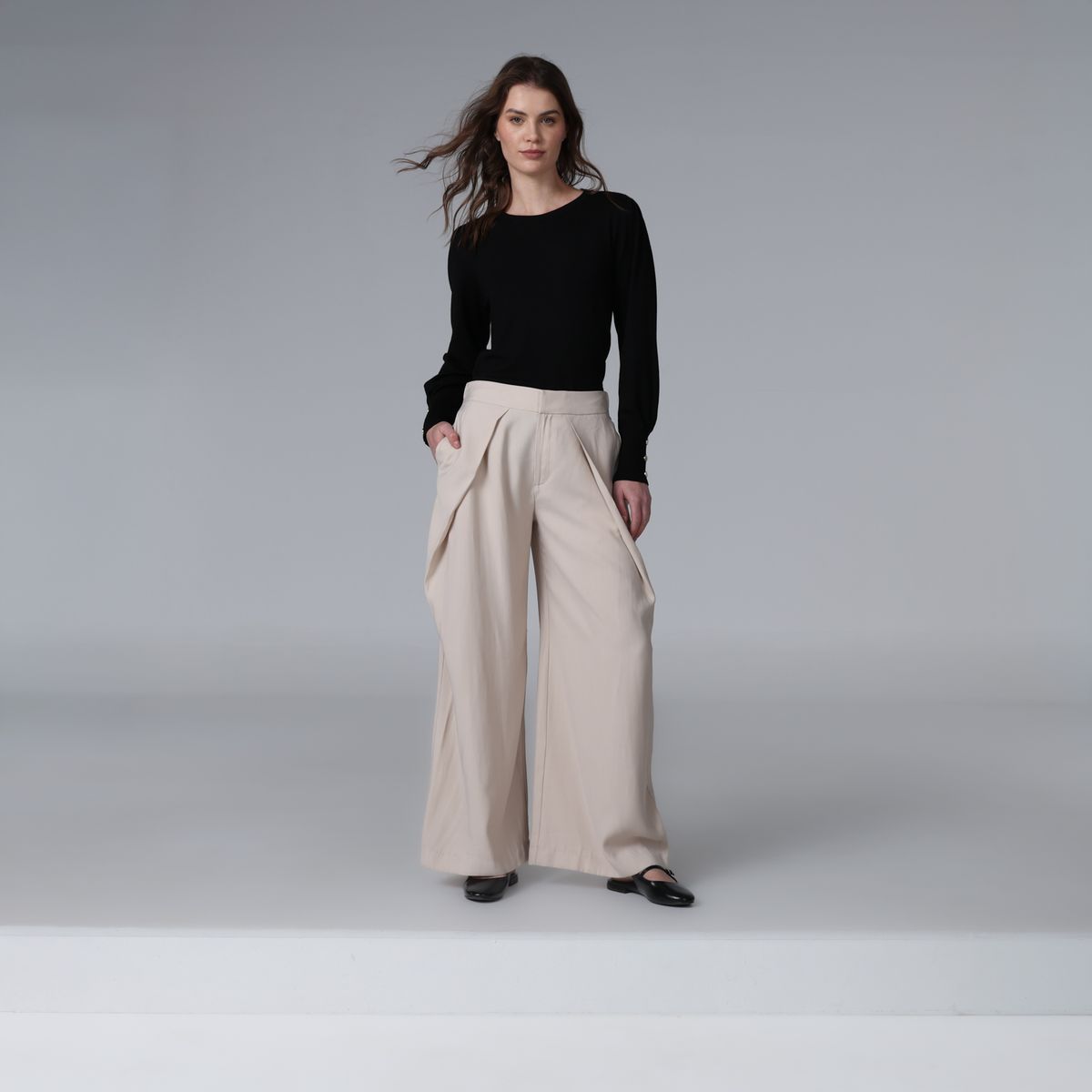 BASEMENT - Pantalón Wide leg Mujer Tiro medio Basement