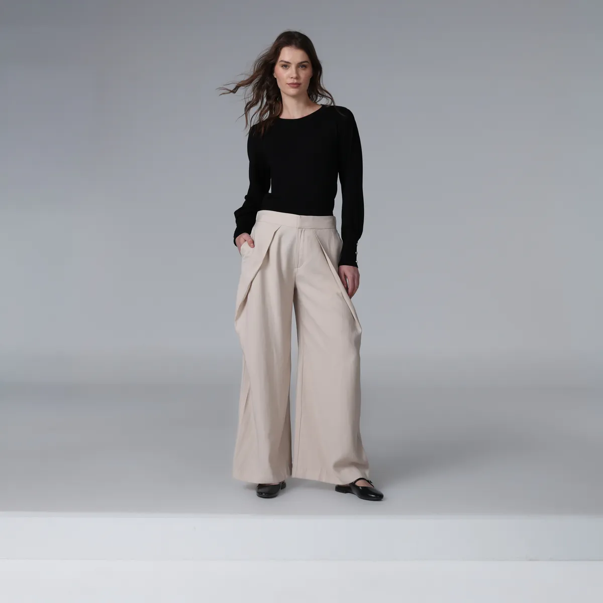 BASEMENT - Pantalón Wide leg Mujer Tiro medio Basement