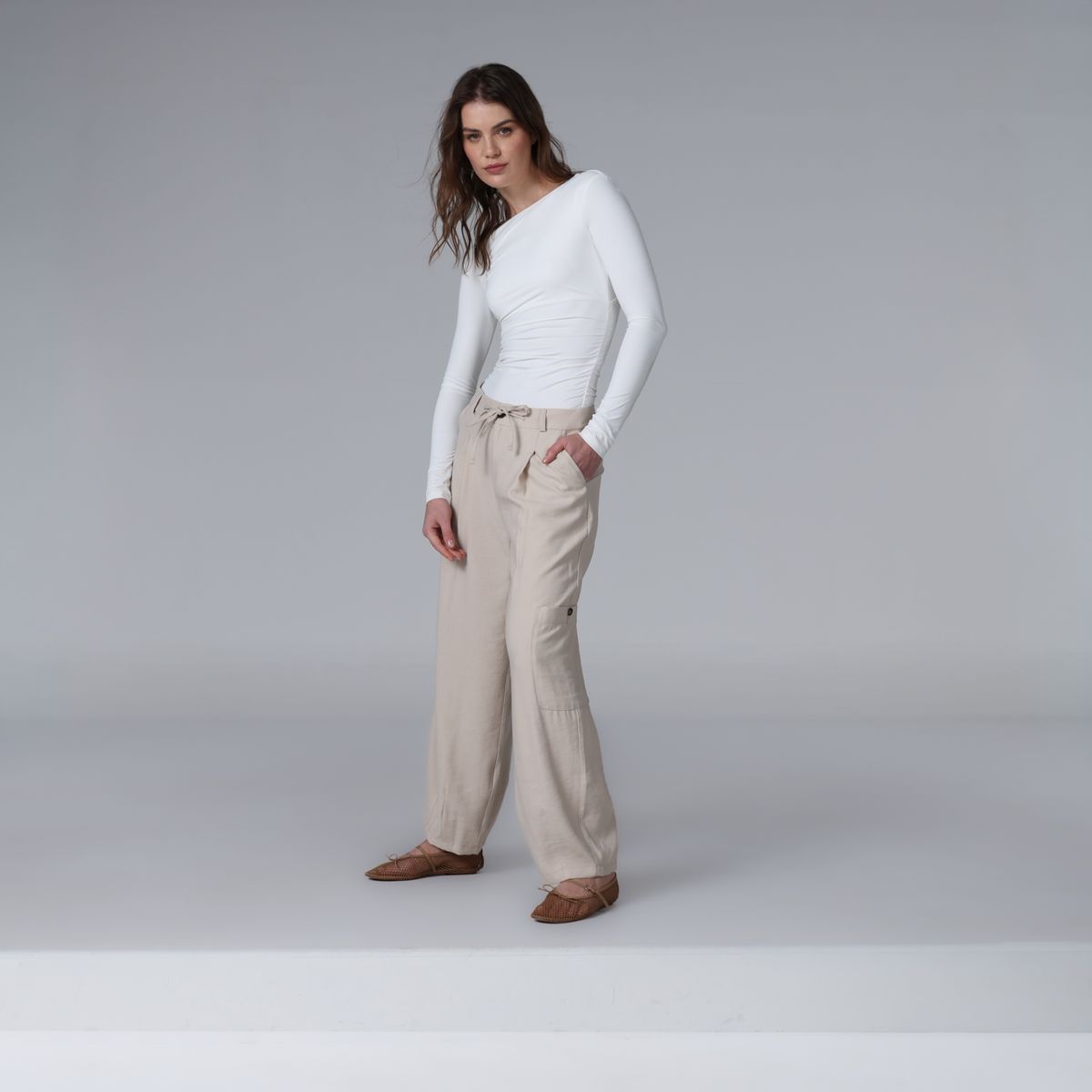 BASEMENT - Pantalón Balloon Mujer Tiro medio Basement