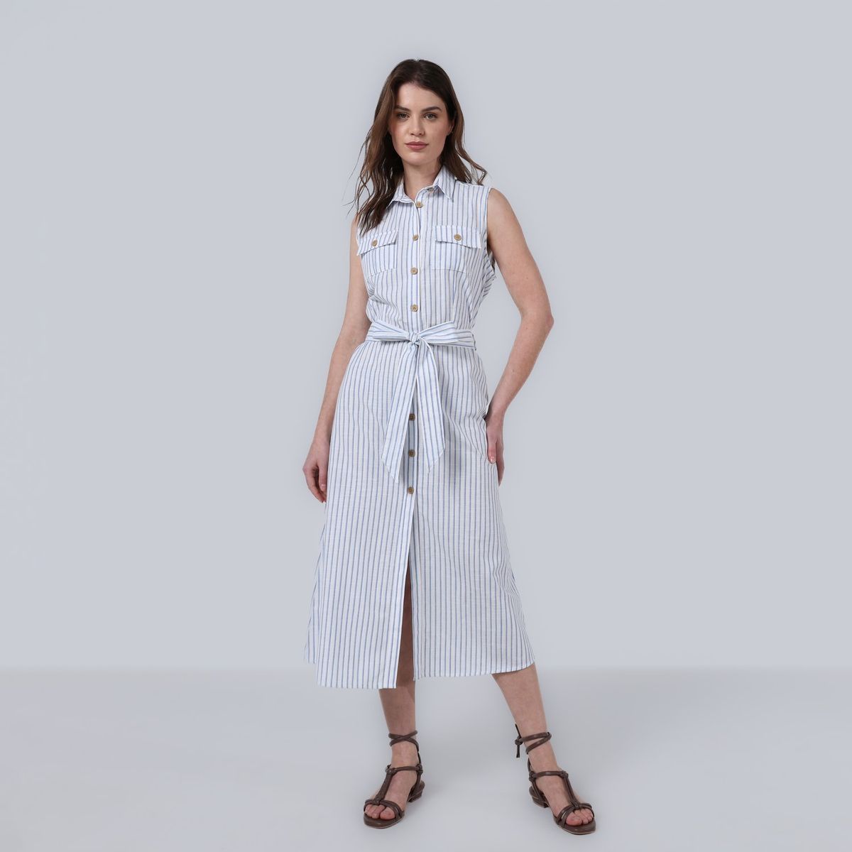 BASEMENT - Vestido Mujer Medio Casual de Algodón Basement