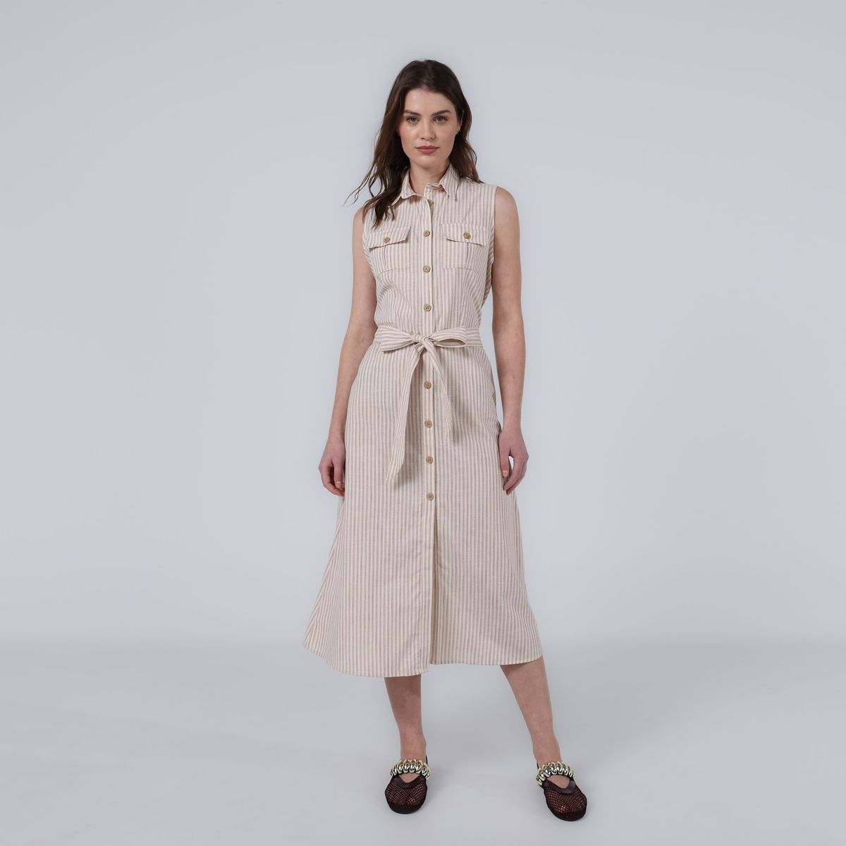 BASEMENT - Vestido Mujer Medio Casual de Algodón Basement