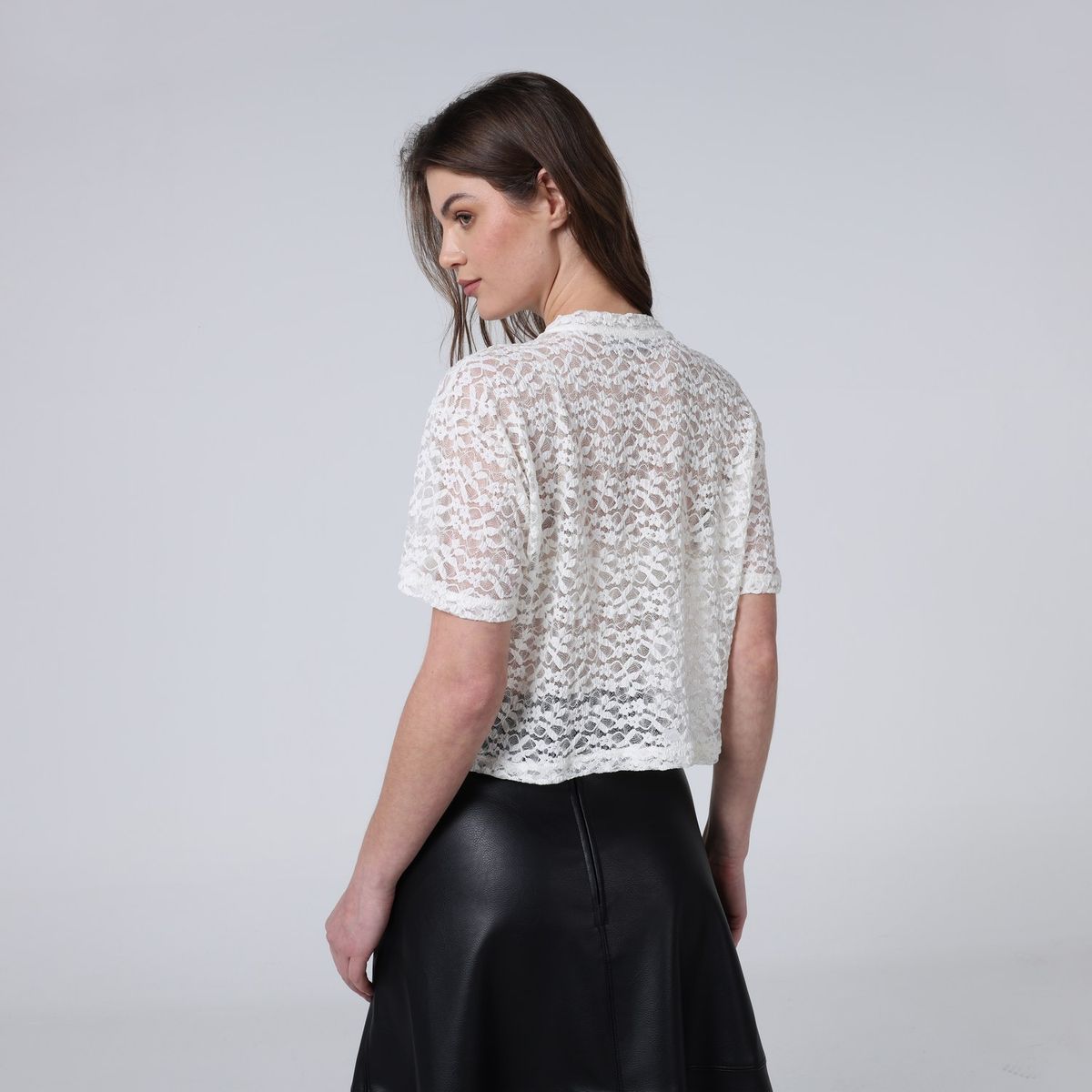 BASEMENT - Blusa Mujer con Encaje Manga corta Basement