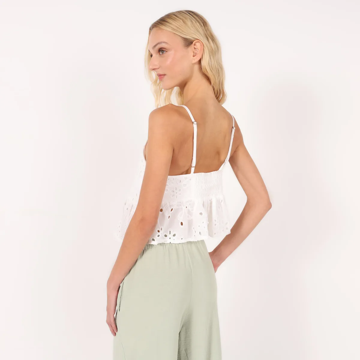 SYBILLA - Top Mujer con Ojalillo Sin mangas de Algodón Sybilla 