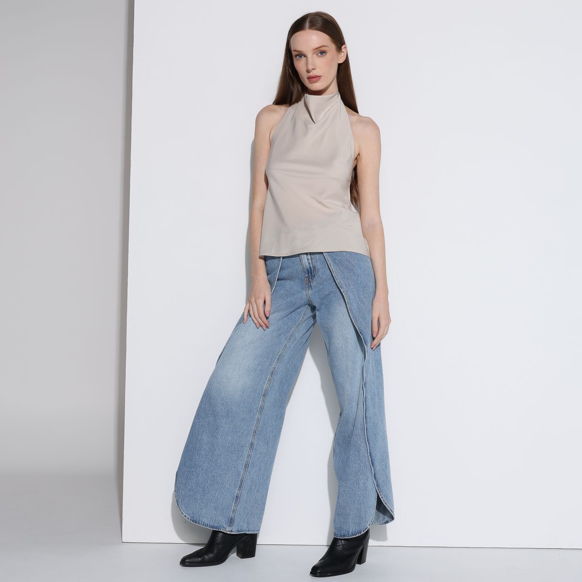 BASEMENT - Jean Wide leg Mujer Tiro medio Basement