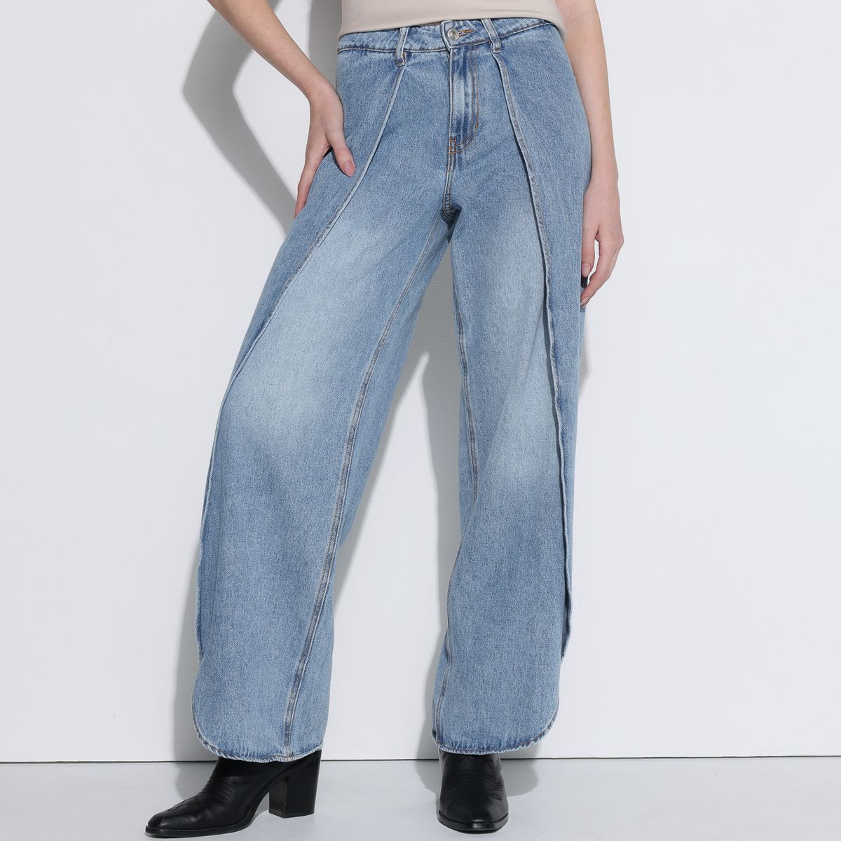 BASEMENT - Jean Wide leg Mujer Tiro medio Basement