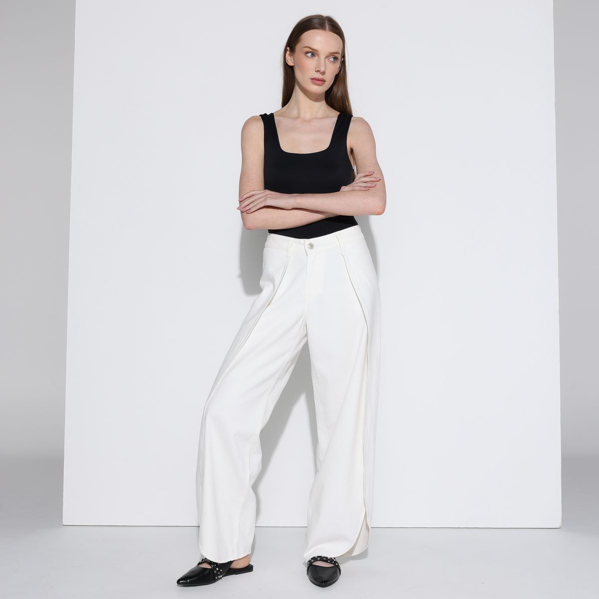 BASEMENT - Jean Wide leg Mujer Tiro medio Basement