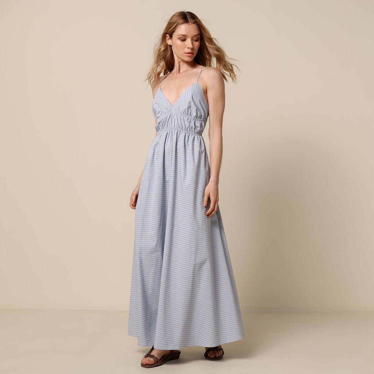 BASEMENT - Vestido Mujer Largo Casual de Algodón Basement