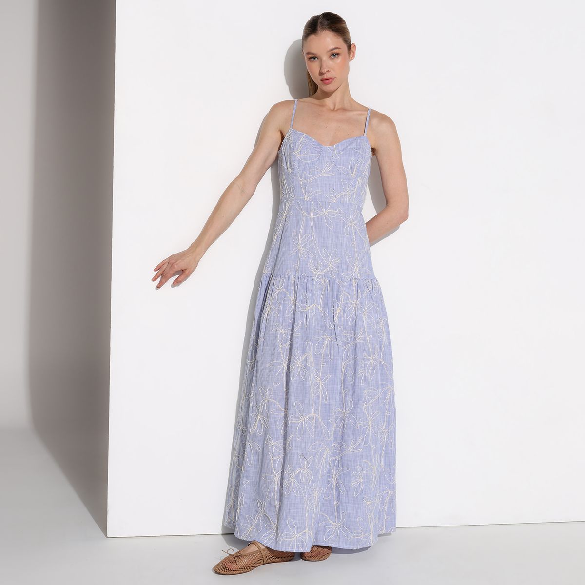 BASEMENT - Vestido Mujer Largo Casual de Algodón Basement