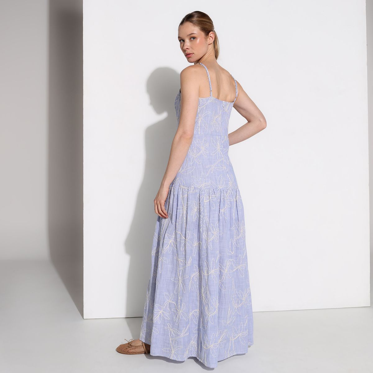 BASEMENT - Vestido Mujer Largo Casual de Algodón Basement