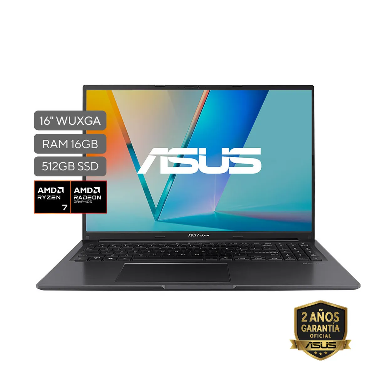 ASUS - Portátil ASUS Vivobook 16 |AMD Ryzen 7 | DDR5 16GB|  512 GB SSD de almacenamiento | Windows 11 Home|15.6 Pulgadas |M1605NAQ-MB092W |  Computador portátil