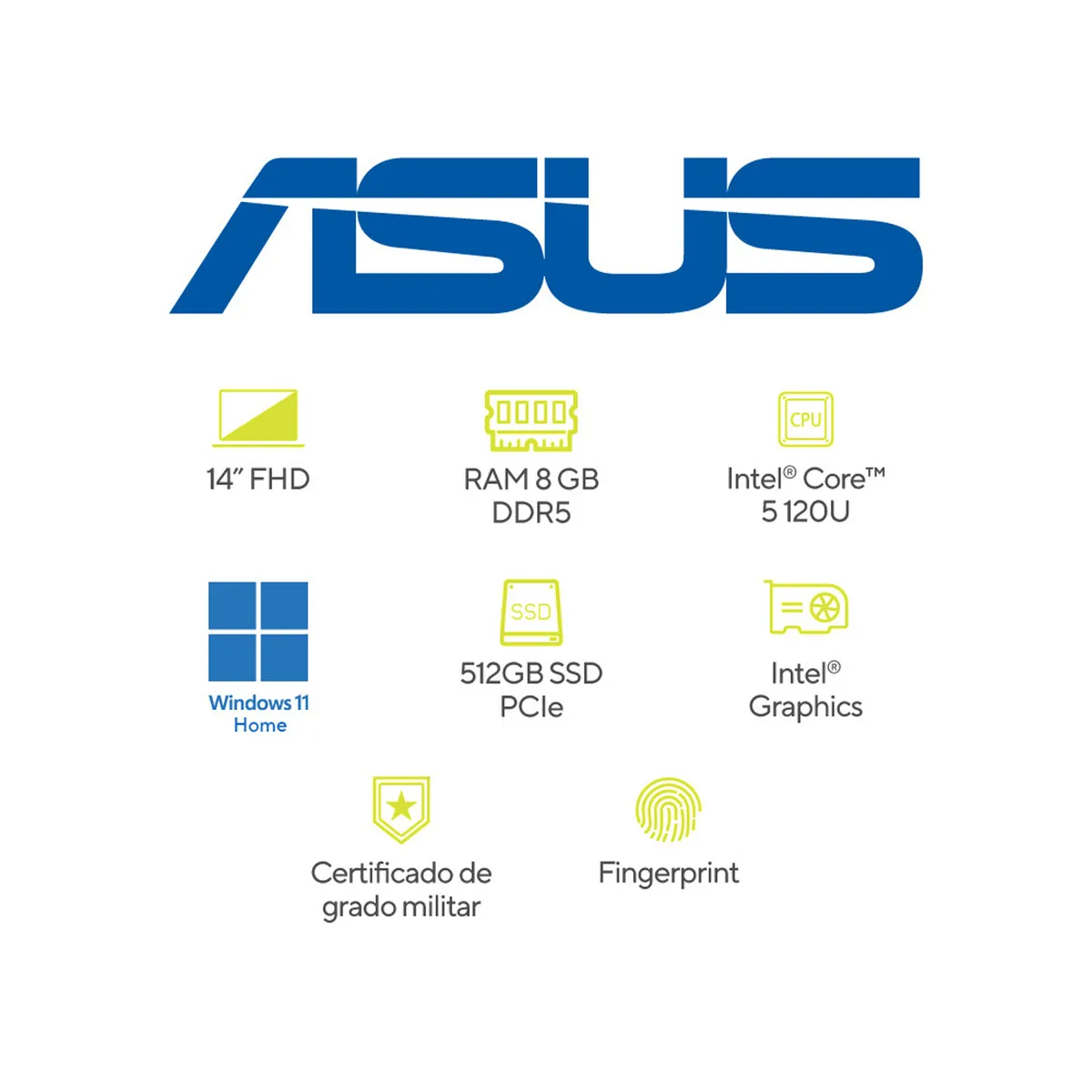 ASUS - Portátil ASUS Vivobook 15 |Intel Core 5 | DDR5 16GB|  512 GB SSD de almacenamiento | Windows 11 Home|15.6 Pulgadas |X1404VA-EB2084W |  Computador portátil
