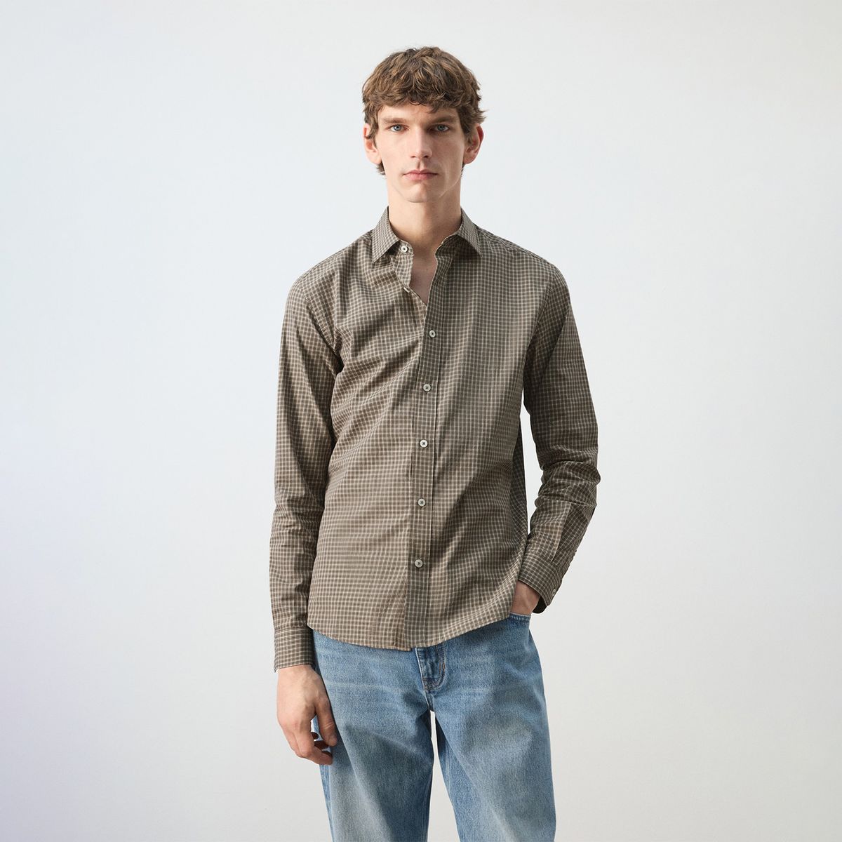 MANGO - Camisa de Cuadros Hombre Manga larga Mango