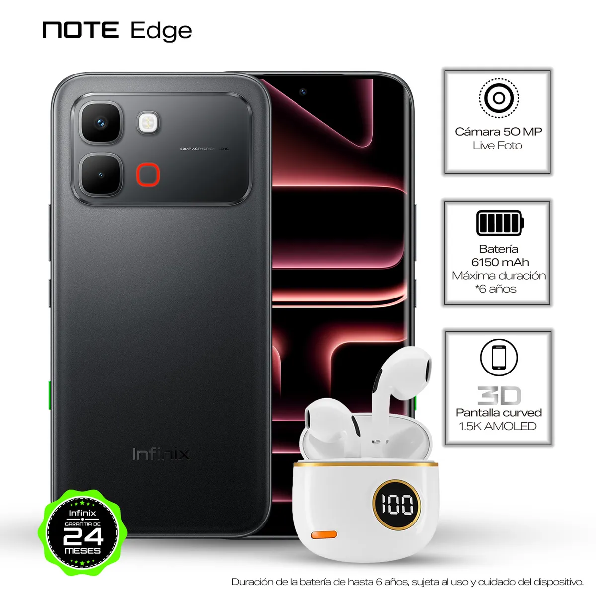 INFINIX - Celular | Infinix Note Edge | 5G | 256 GB | 8GB RAM | Incluye audifonos inalámbricos