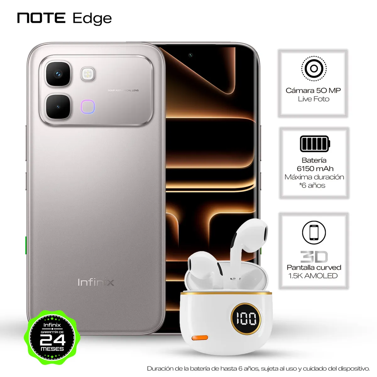 INFINIX - Celular | Infinix Note Edge | 5G | 256 GB | 8GB RAM | Incluye audifonos inalámbricos