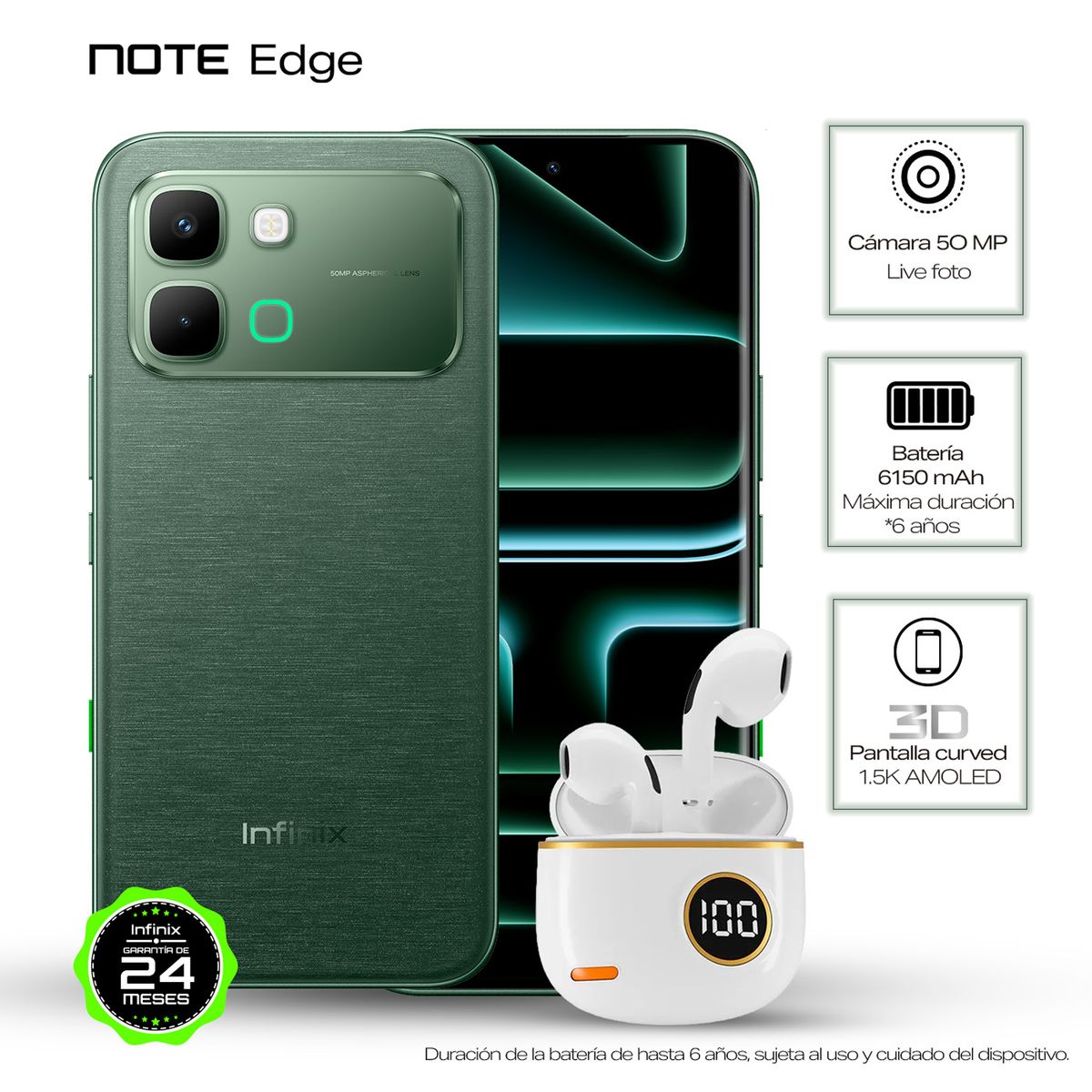 INFINIX - Celular | Infinix Note Edge | 5G | 256 GB | 8GB RAM | Incluye audifonos inalámbricos