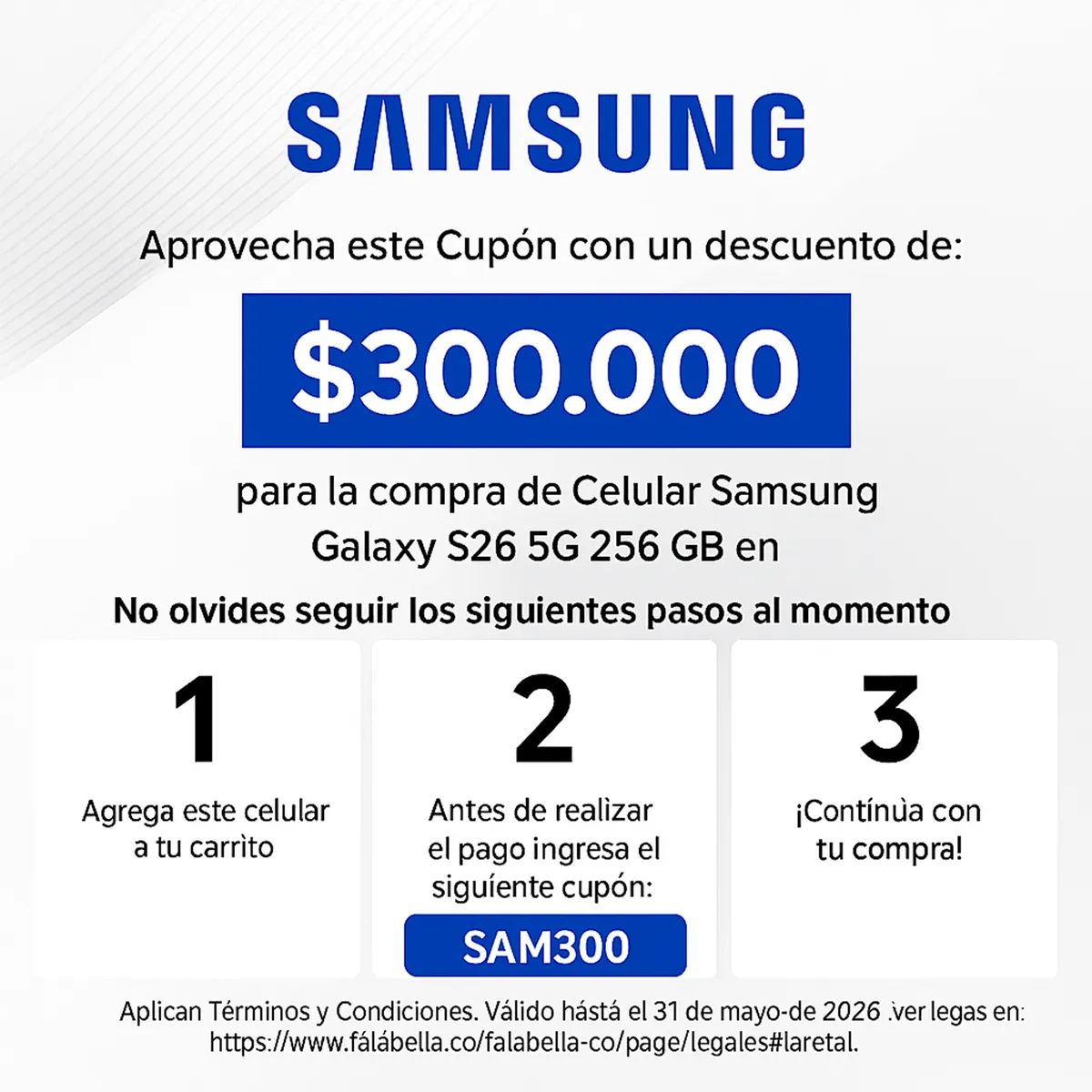 SAMSUNG - Celular | Samsung Galaxy S26 | 5G | 256 GB | 12GB RAM 