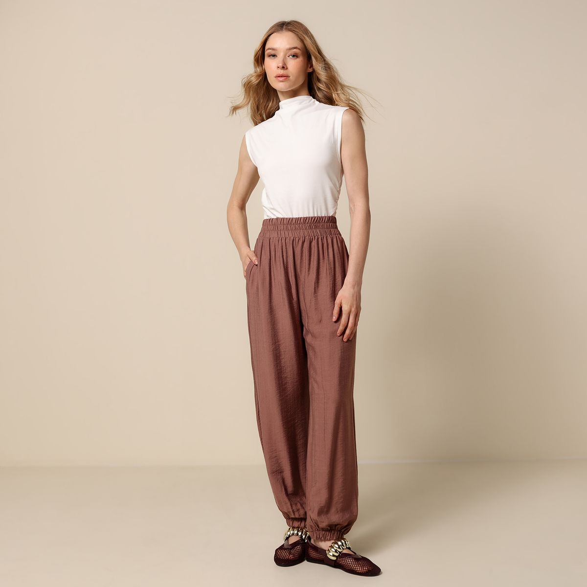 UNIVERSITY CLUB - Pantalón Oversize Mujer Tiro medio University club