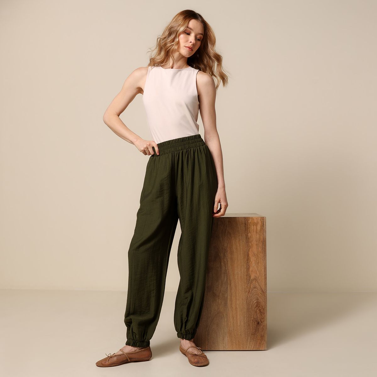 UNIVERSITY CLUB - Pantalón Oversize Mujer Tiro medio University club